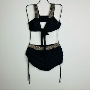 SHEIN Black Three-Piece Swimsuit with Gold Accents size Large